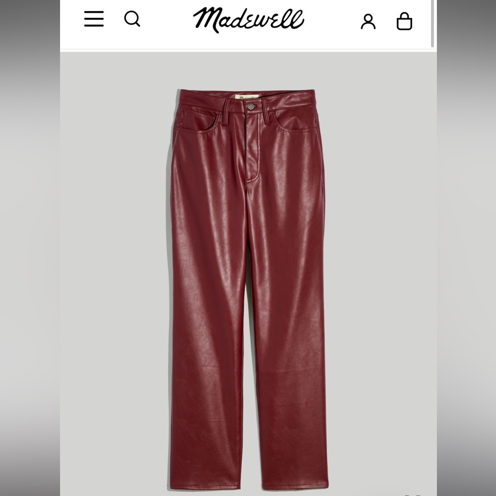 Madewell Perfect Vintage Straight Jeans Faux-Leather Pants